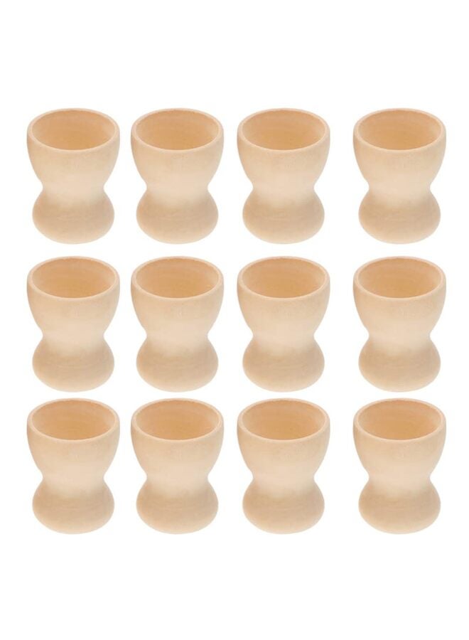 LAMAY 12Pcs Wooden Egg Cup Holder Unfinished Wooden Egg Stand DIY Wooden Egg Cups Easter Egg Display Holder DIY Unfinished Wood Crafts for Easter Party Decor - Image 1